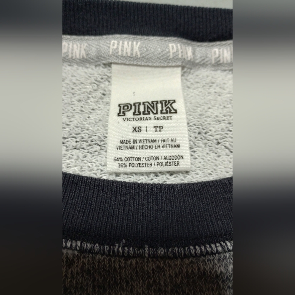 Victoria's Secret PINK Gray Crewneck with Black Trim, Size XS - Picture 4 of 5